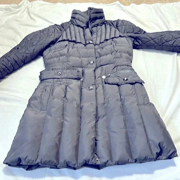 Betsey Johnson Jacket Women Small Gray Quilted Puffer Down Coat - Picture 1 of 8